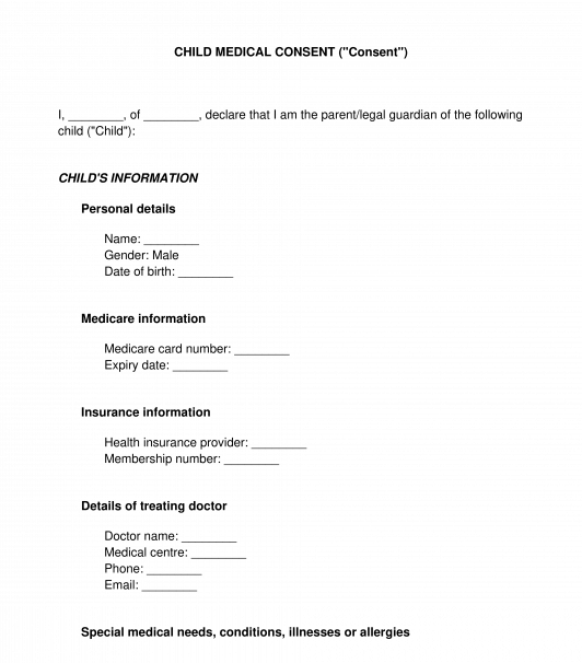 Medical Consent Form for Child