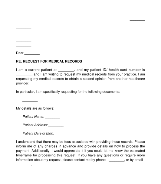 Medical Records Request Letter