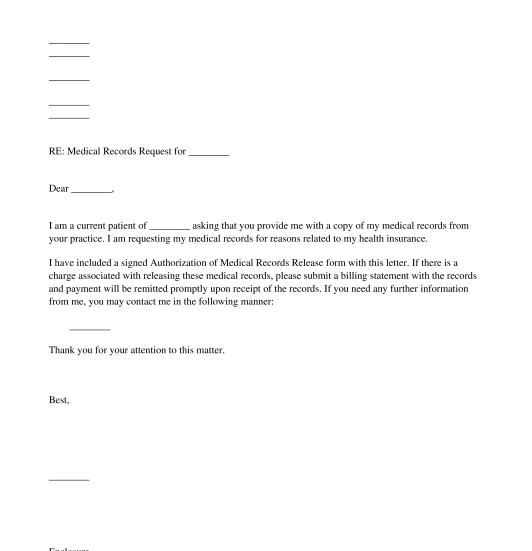 Medical Records Request Template Word Pdf