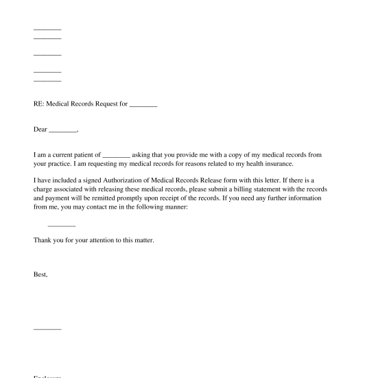 medical records request cover letter