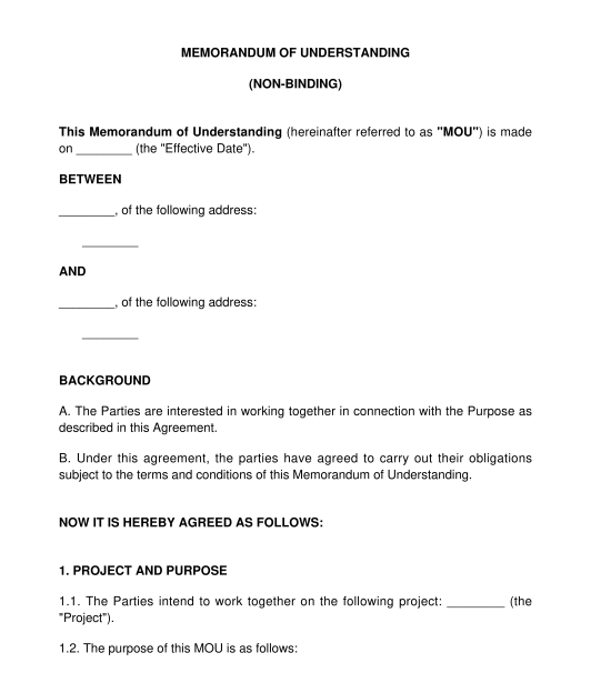 Memorandum of Understanding