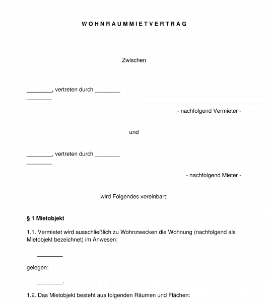 Mietvertrag - Wohnraum