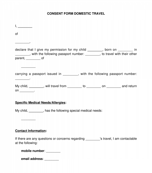 Minor Travel Consent Form