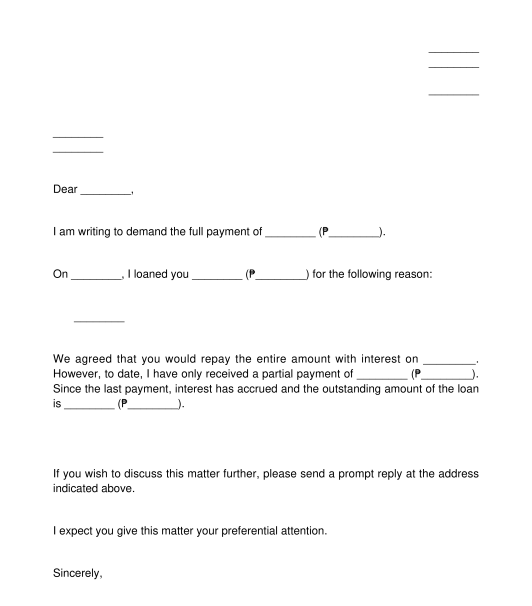 Monetary Demand Letter