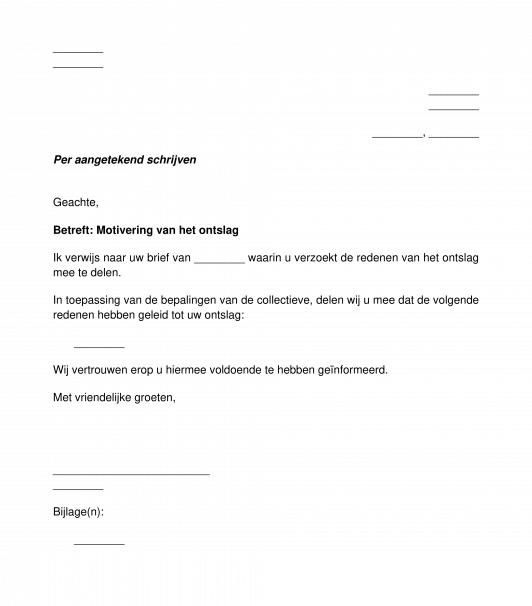 Motivering van het ontslag door de werkgever