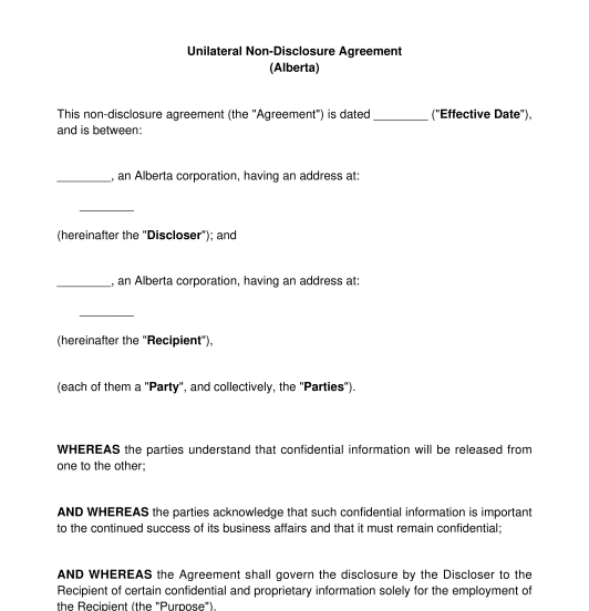 Mutual Non Disclosure Agreement Word Template