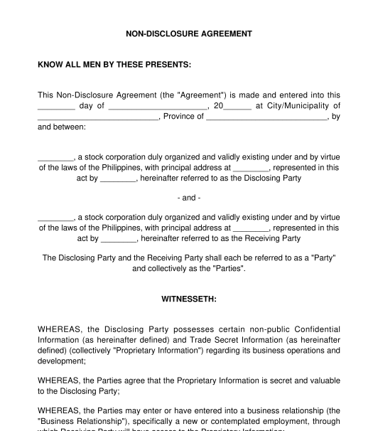 Non-Disclosure Agreement NDA