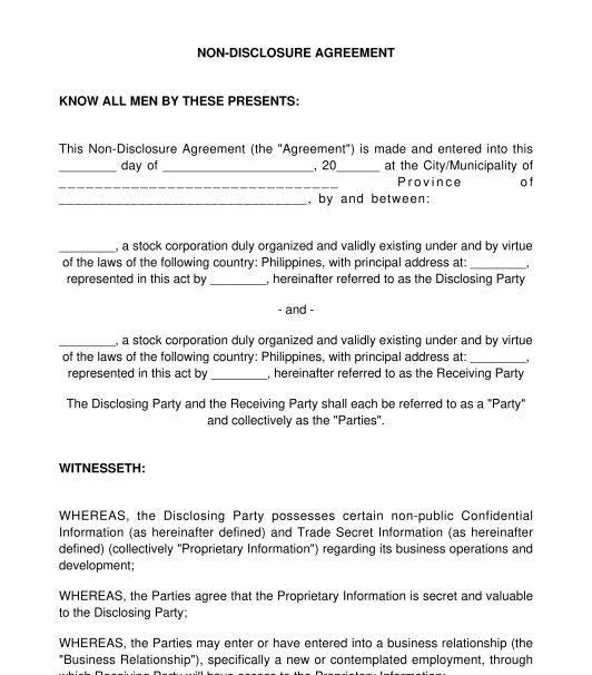 Non-Disclosure Agreement NDA