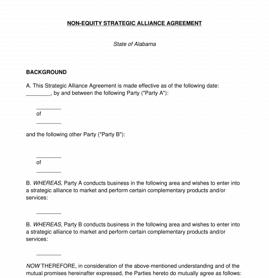 Non-Equity Strategic Alliance Agreement