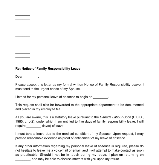 Notice of Family Responsibility Leave