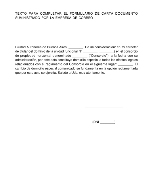 Notificación de Cambio de Domicilio Consorcial