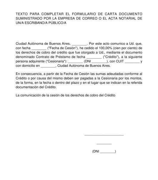 Total 76 Imagen Modelo De Notificación De Cesión De Crédito Abzlocalmx