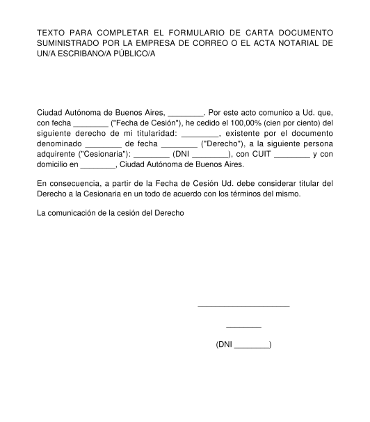 Notificación de Cesión de Derechos