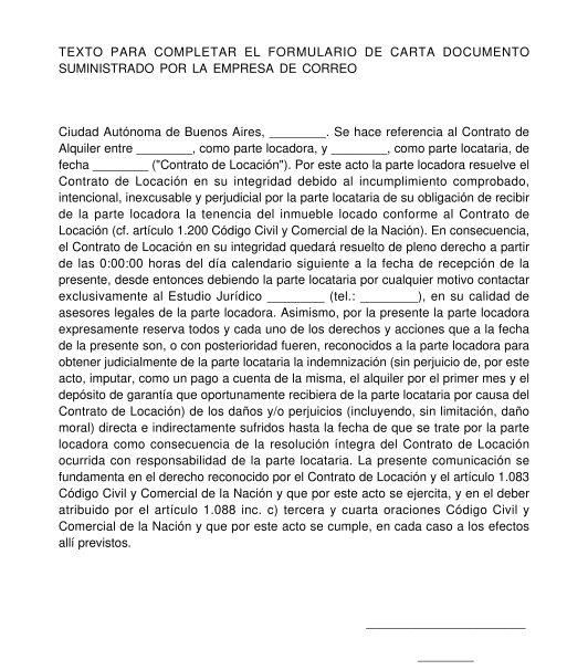 Notificación de Terminación con Causa de Contrato de Alquiler