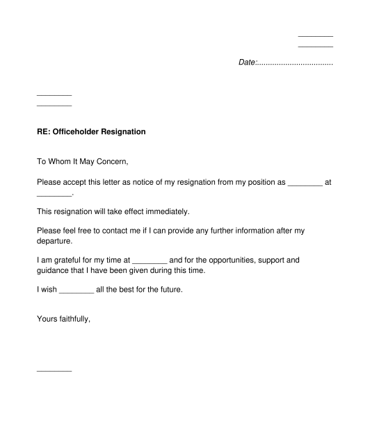 Officeholder Resignation