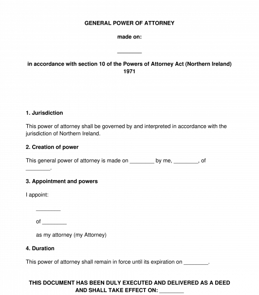 Ordinary Power of Attorney Northern Ireland