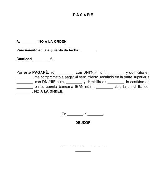 Pagaré - Modelo, Ejemplo Tipo para Descargar Word y PDF