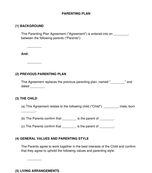 parenting-plan-template-word-tutore-org-master-of-documents