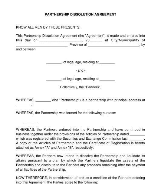 Partnership Dissolution Agreement