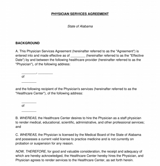Physician Services Agreement
