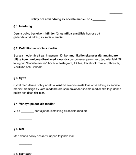Policy för användning av sociala medier