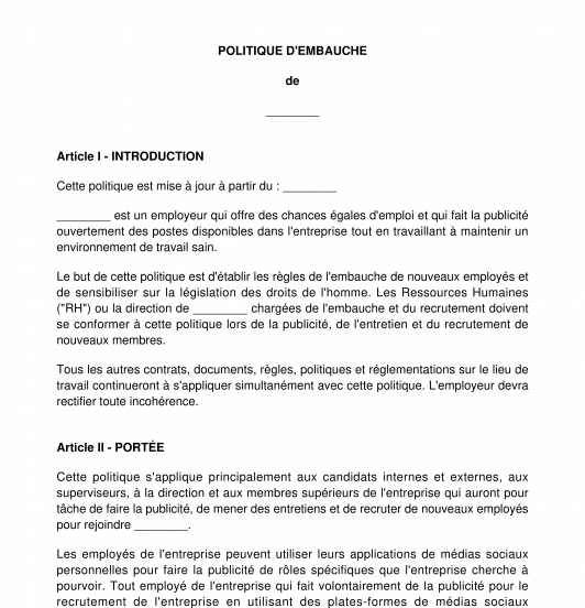 Politique d'embauche