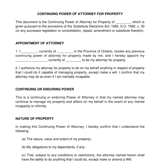 Power of Attorney for Property