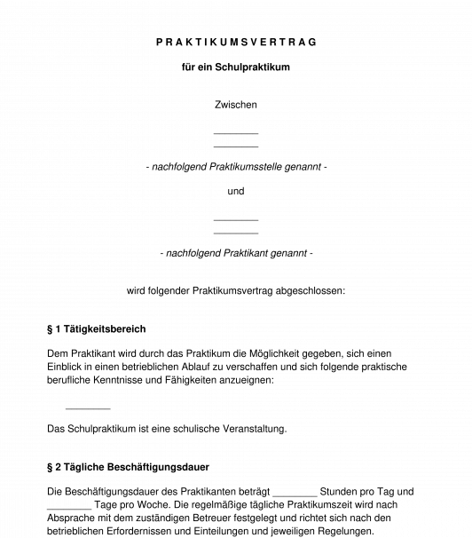 Praktikumsvertrag