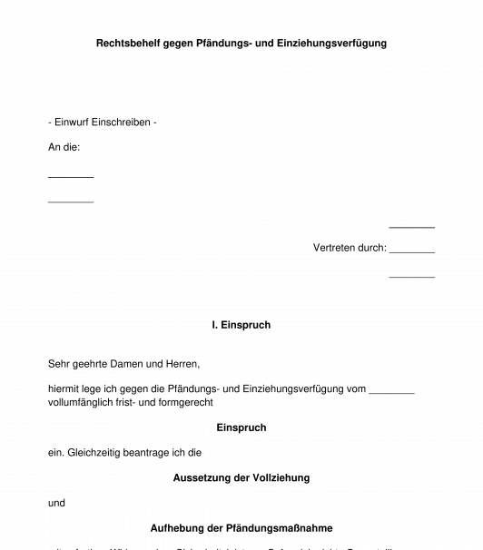 Rechtsbehelf Gegen Pfandungs Und Einziehungsverfugung