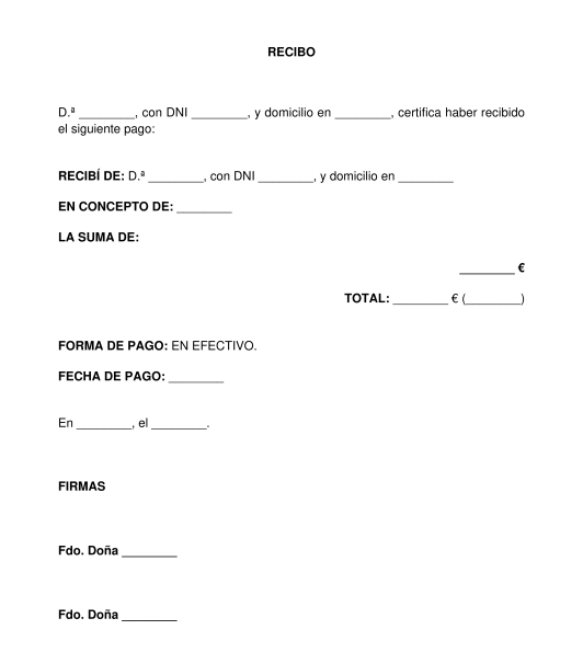 Recibo Modelo Formato Para Rellenar Word Y Pdf