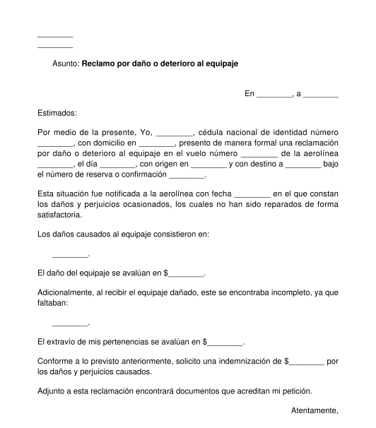 Reclamación por daños, retraso o pérdida de equipaje