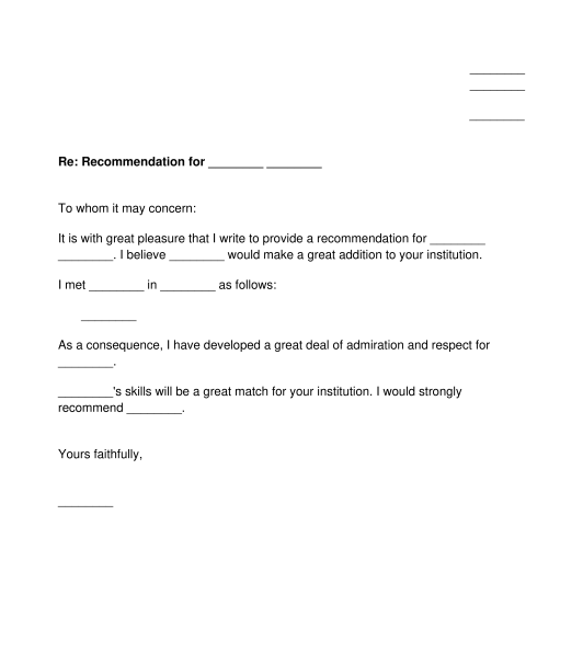 Recommendation Letter