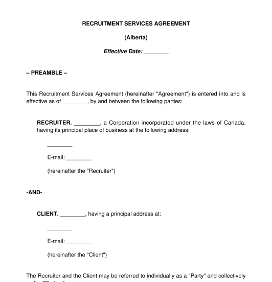 Recruitment Services Agreement