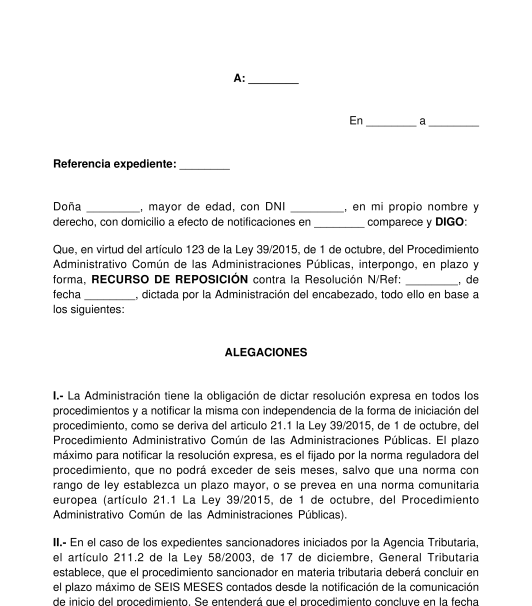 Recurso de reposición por caducidad del procedimiento sancionador