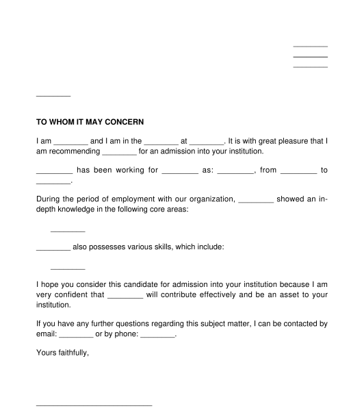 Reference Letter for an Employee
