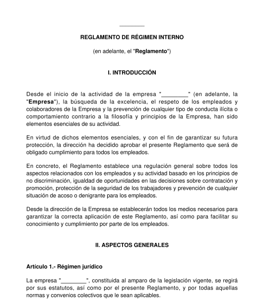 Reglamento de conducta interna para empleados