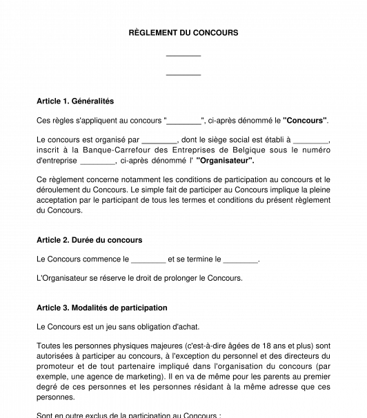 Règlement d'un concours