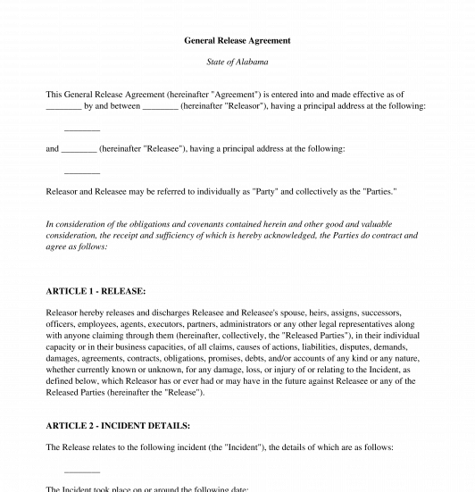 Settlement Agreement And Mutual Release Template