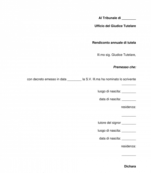 Rendiconto annuale del tutore