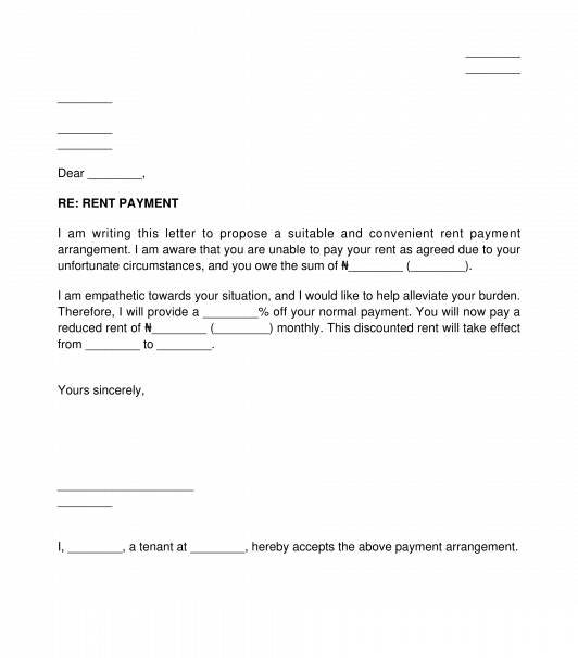 Rent Payment Plan Letter