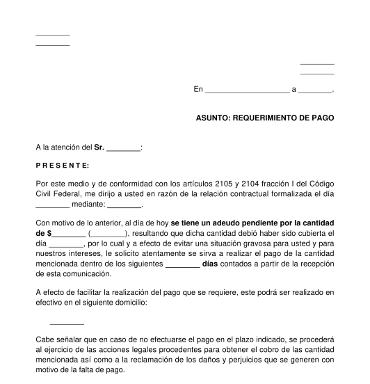 Carta de compromiso de pago descargar