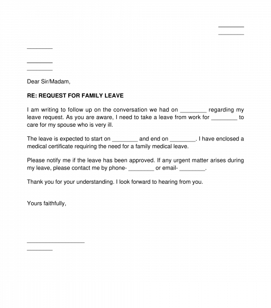 Request for Family Medical Leave