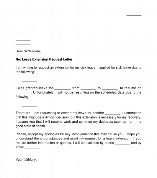 sample letter to employer requesting extended leave