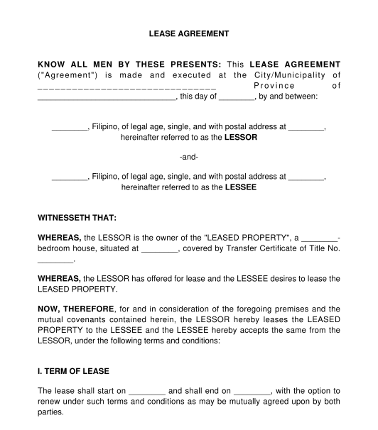 House Lease Contract Template