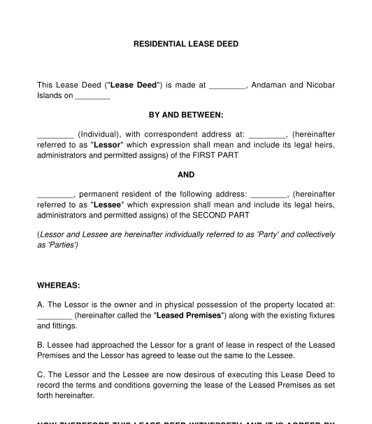 Residential Lease Deed