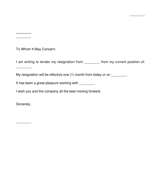 Resignation Letter