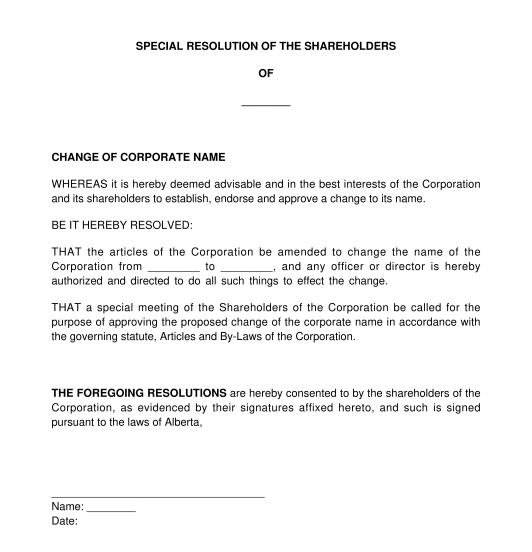 Resolution of Shareholders