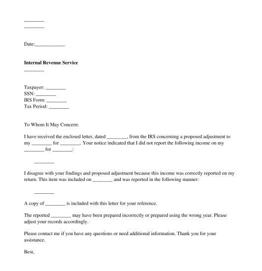 Irs Response Letter Template