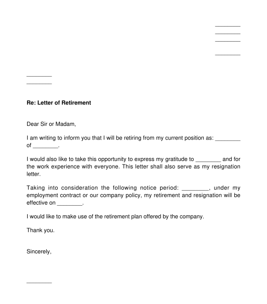 Retirement Letter