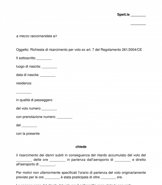 Richiesta di risarcimento per ritardo o cancellazione del volo